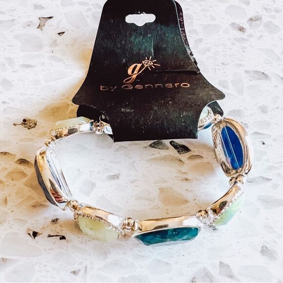 G by Gennaro Women's Blue/Turquoise Jeweled Stone Bracelet NEW - Picture 1 of 3